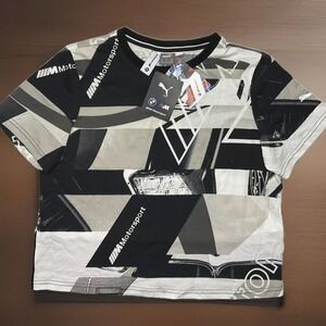 Puma x BMW Motorsport Shirt Street Tee Cropped Short Sleeve Women Sz M‎ NWT